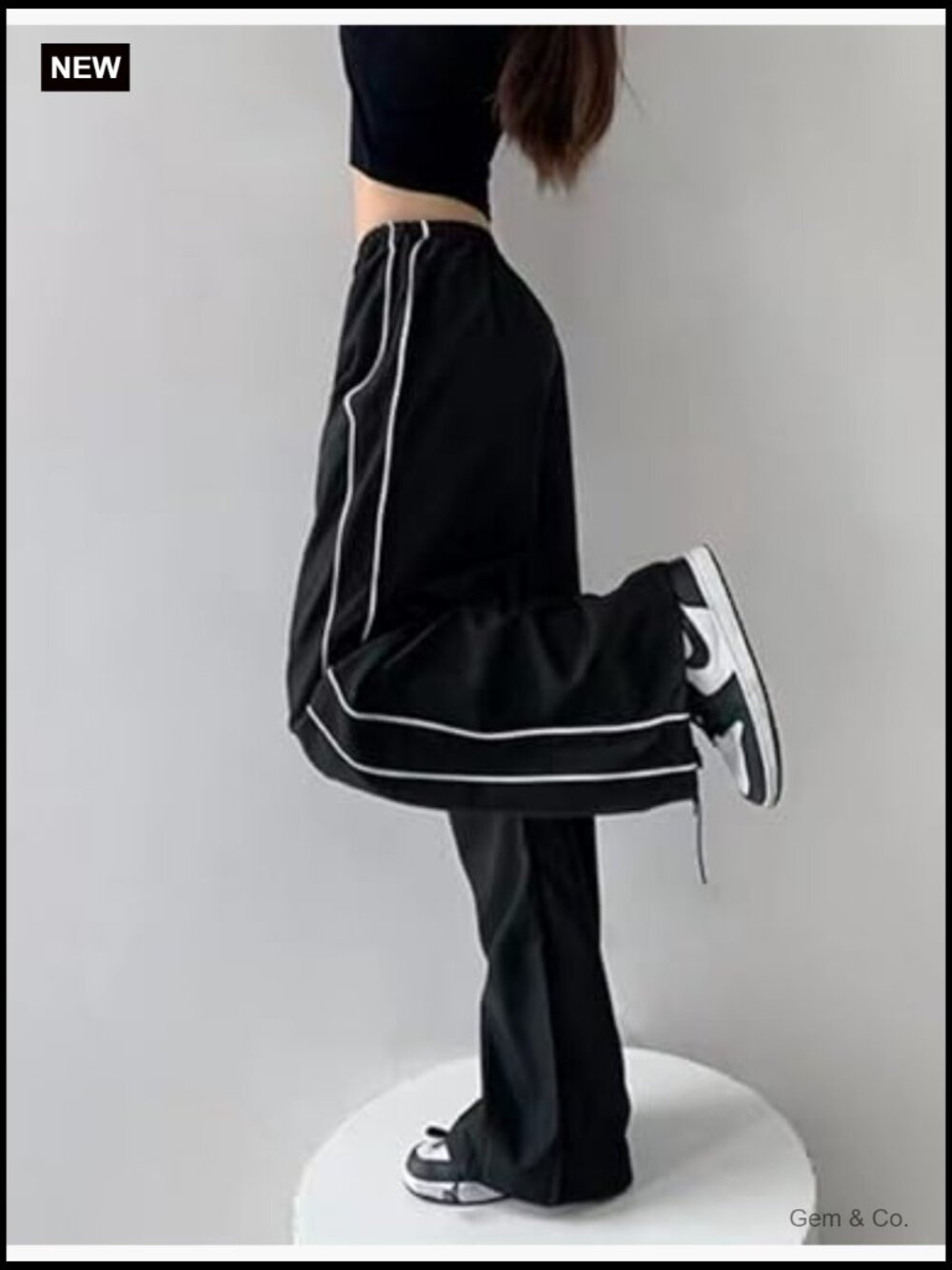 Y2K Parachute Pants Baggy Wide Leg Track Joggers Elastic Waist Sweatpants - Picture 3 of 7